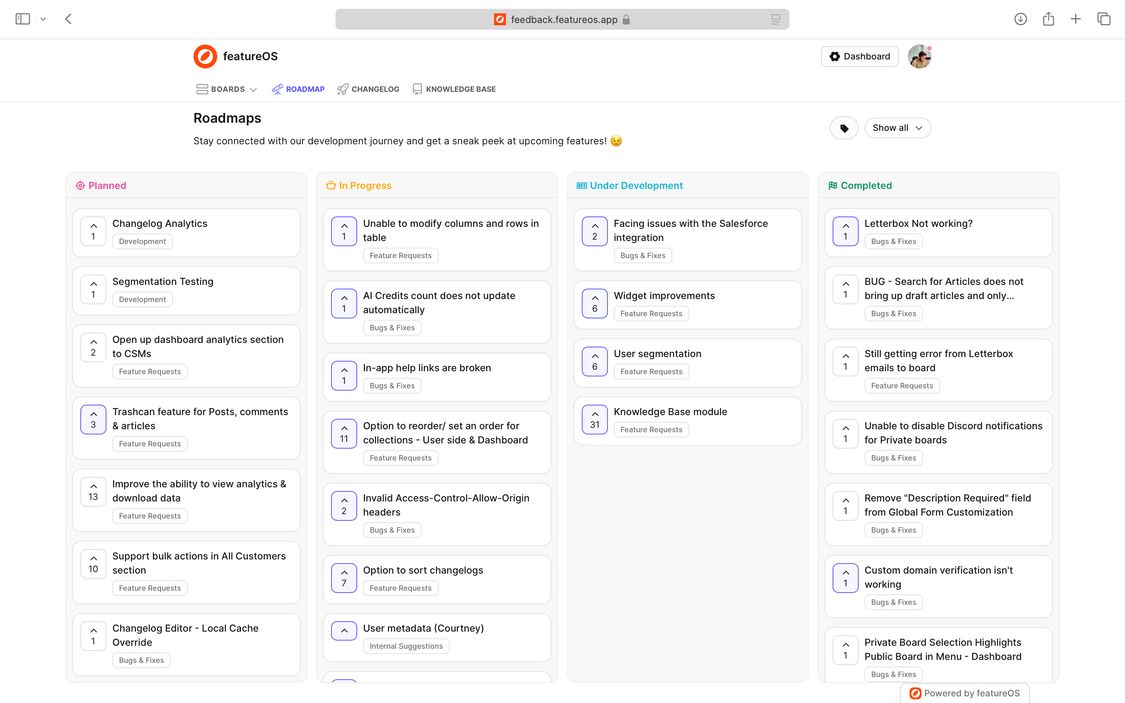 collecting feedback and showcasing product roadmap