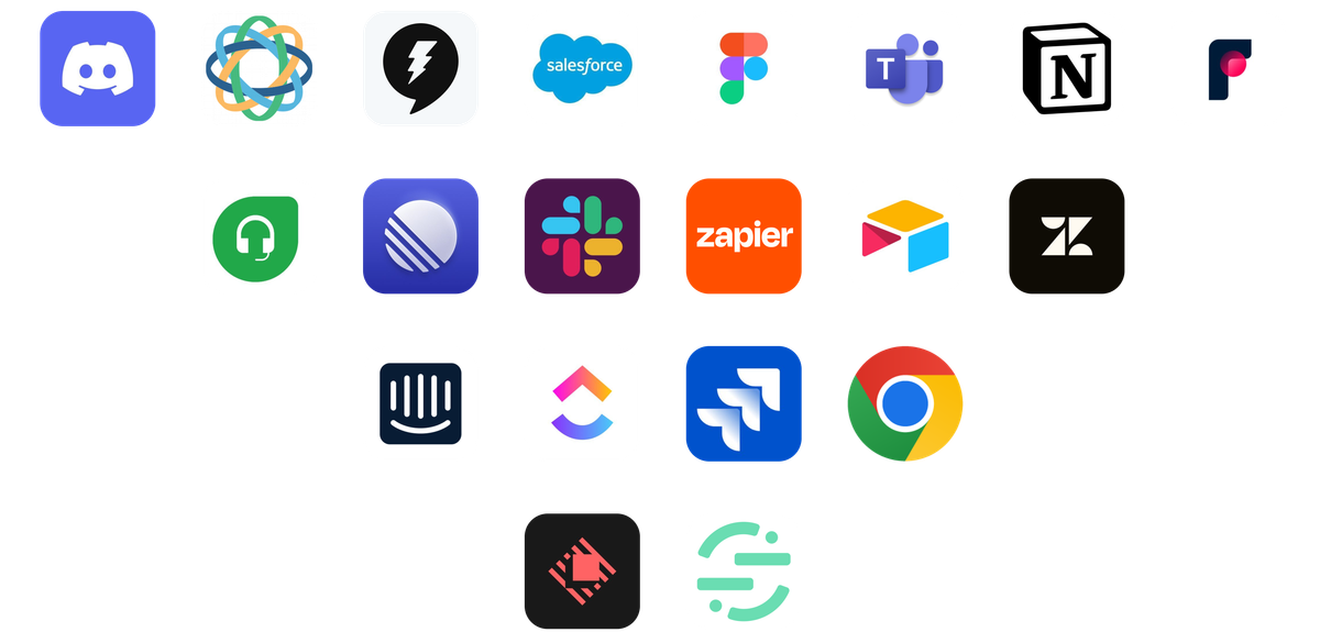 Screenshot of featureOS integrations with Slack, JIRA, and Intercom