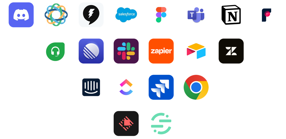 Screenshot of FeatureOS integrations with Slack, JIRA, and Intercom